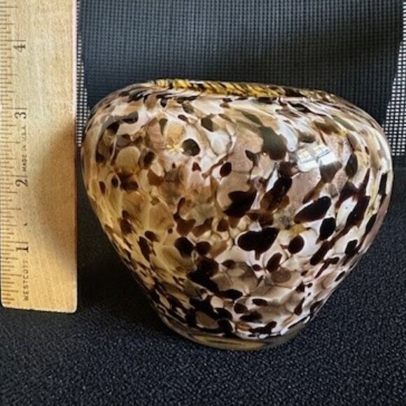 Art Glass Murano style vase/bowl/votive holder, Tortoise Leopard Motif - Picture 2 of 8
